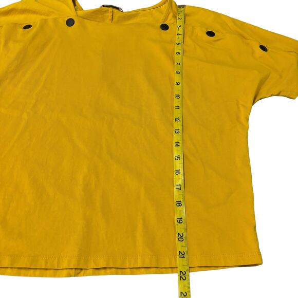 Zara Button Detail Tee Golden Yellow Womens 8 Lagenlook Mod - Picture 5 of 7